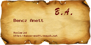 Bencz Anett névjegykártya