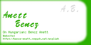 anett bencz business card